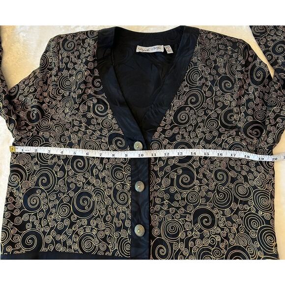 Papell Petites 100% Silk Jacket Women's Sz 8 Black/Gold Padded Retro Y2K VTG - Picture 4 of 9